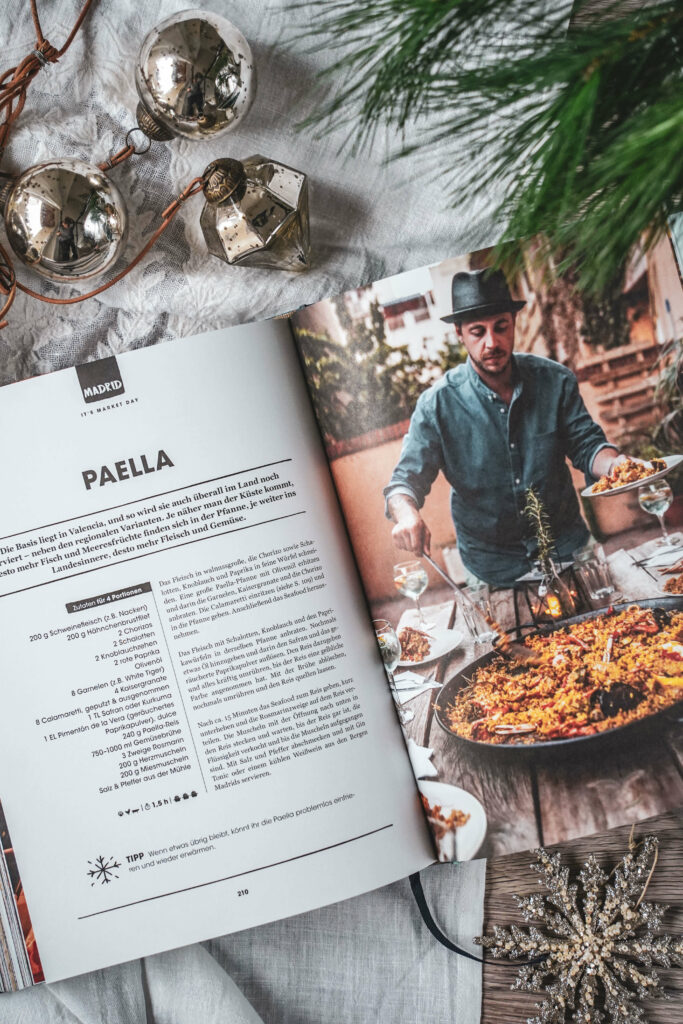 Buchtipp zu Weihnachten: Foodtrends Kochbuch verschenken. Rezeptfoto Paella aus dem Kochbuch It's Market Day