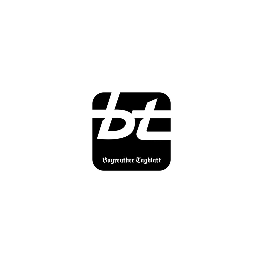 Das Logo des Bayreuther Tagblatts – die Buchstaben "bt" in einem Viereck mit abgerundeten Ecken, darunter der Titel "Bayreuther Tagblatt" – in Schwarz