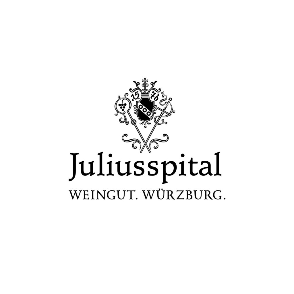 Das Logo des Weinguts Juliusspital in Würzburg in Schwarz