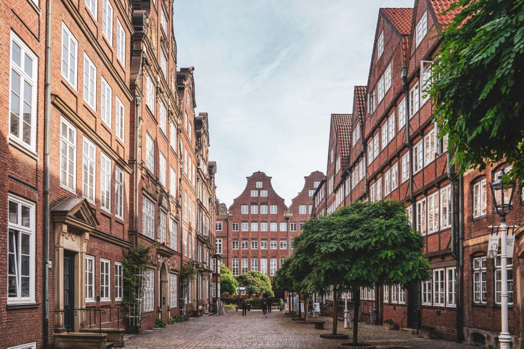 Fotospots in Hamburg im Herbst: Die historischen Bürgerhäuser aus Backstein im KomponistenQuartier